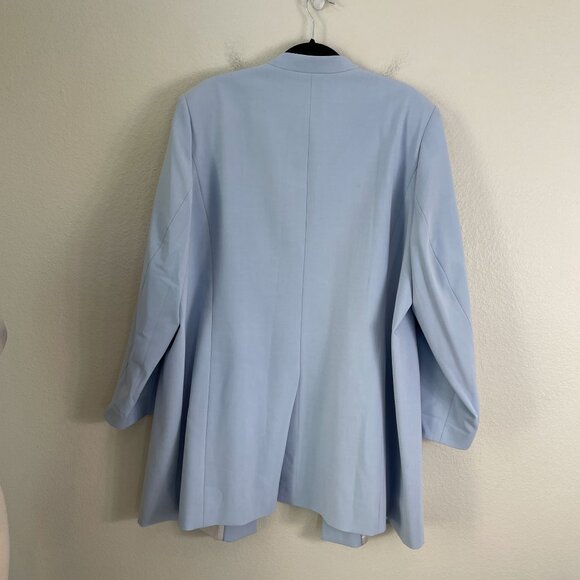 Calvin Klein Womens Plus 22W Light Blue Open Front Blazer Collarless Jacket - Picture 9 of 9
